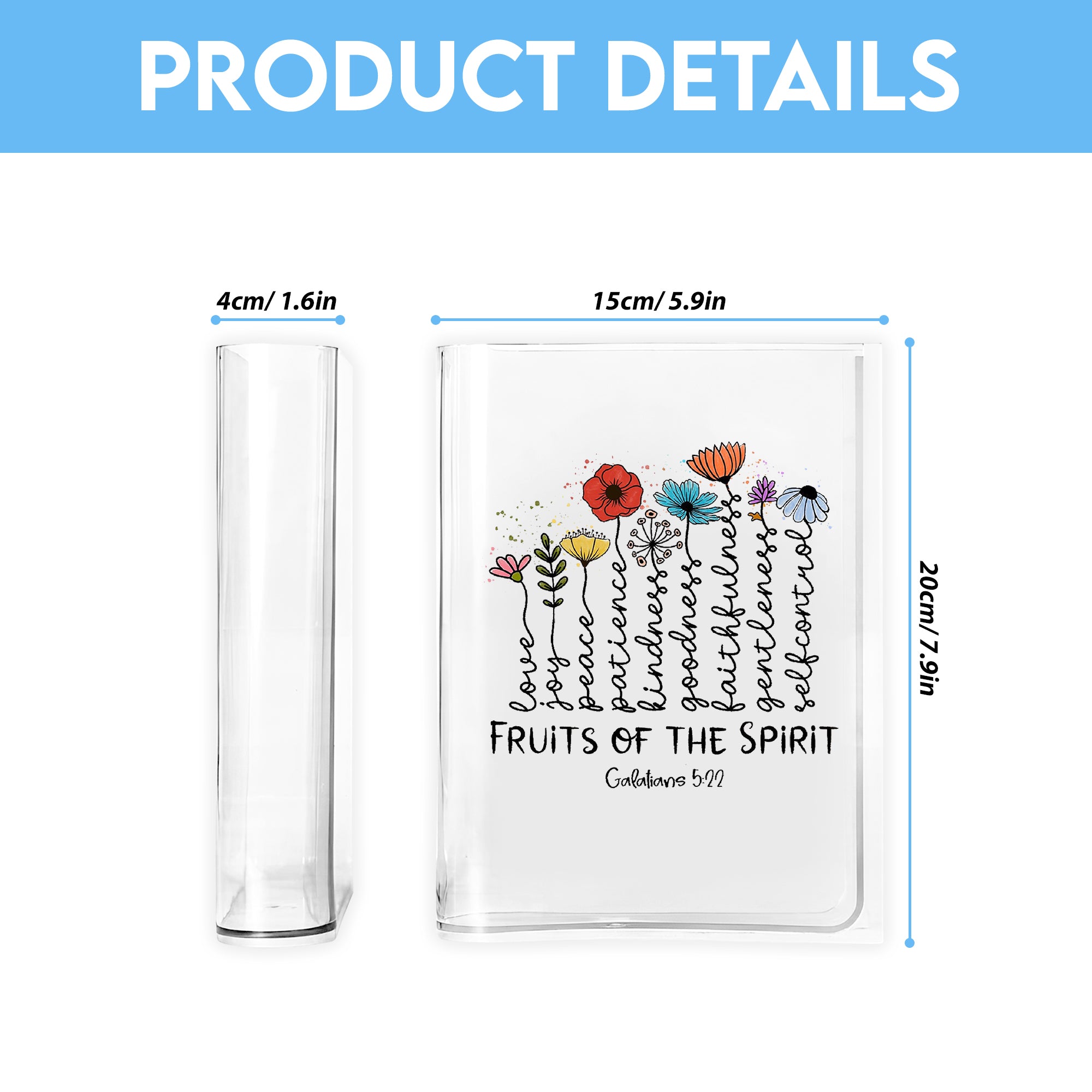 The Fruits Of The Spirit Galatians Book Vase, Christian Book Vase, Faith Book Vase, Bible Verse Book Shaped Flower Vase